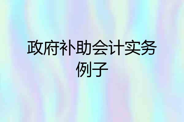政府补助会计实务例子
