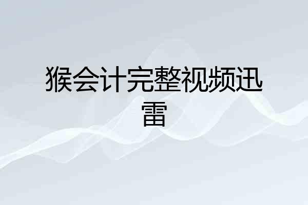 猴会计完整视频迅雷