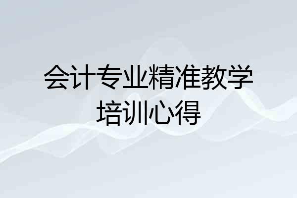 会计专业精准教学培训心得