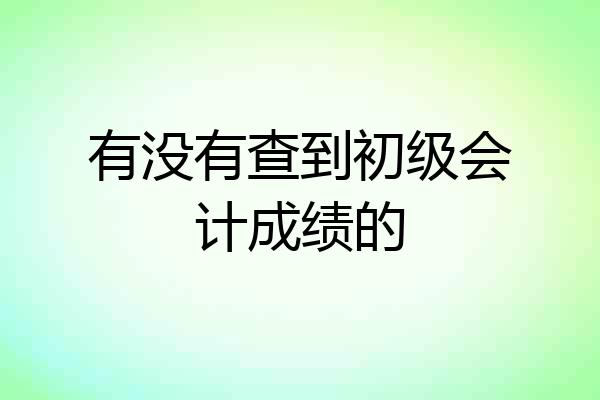 有没有查到初级会计成绩的