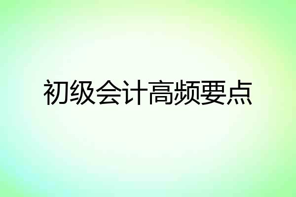 初级会计高频要点
