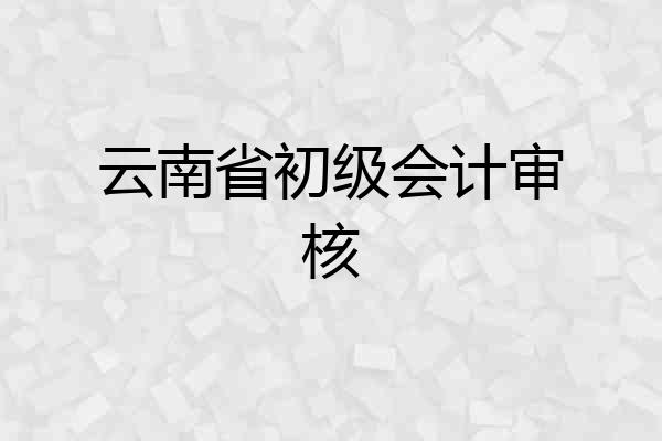 云南省初级会计审核
