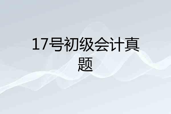 17号初级会计真题