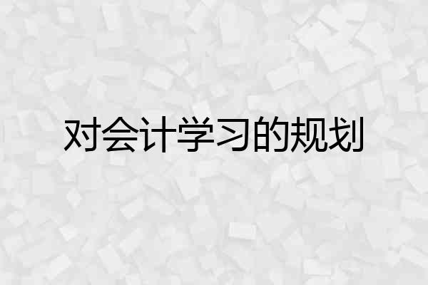 对会计学习的规划