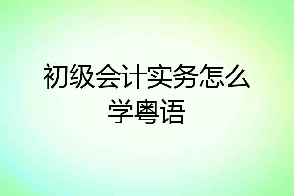 初级会计实务怎么学粤语