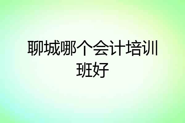 聊城哪个会计培训班好