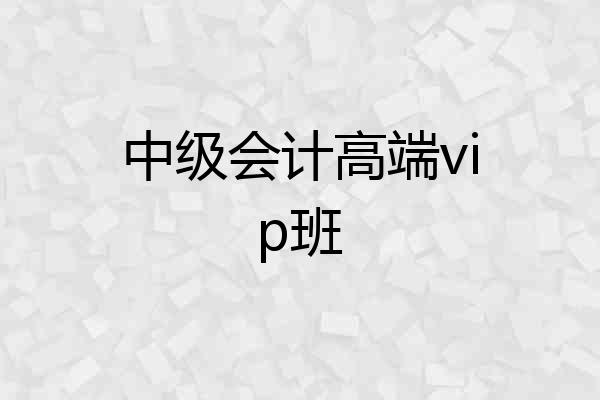 中级会计高端vip班