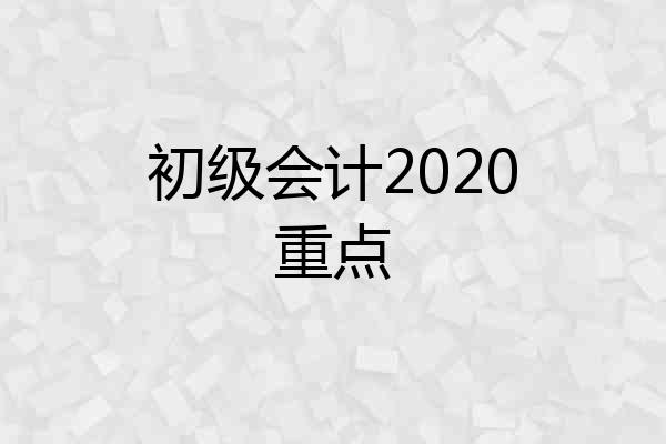 初级会计2020重点