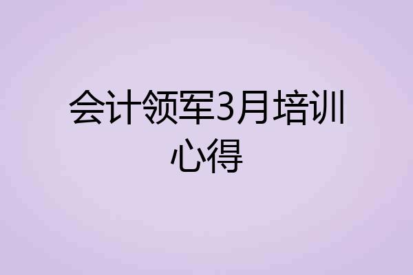 会计领军3月培训心得