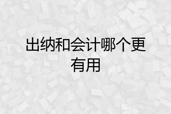 出纳和会计哪个更有用