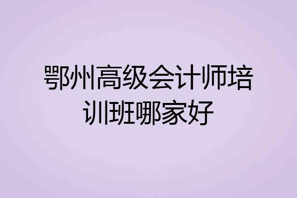鄂州高级会计师培训班哪家好