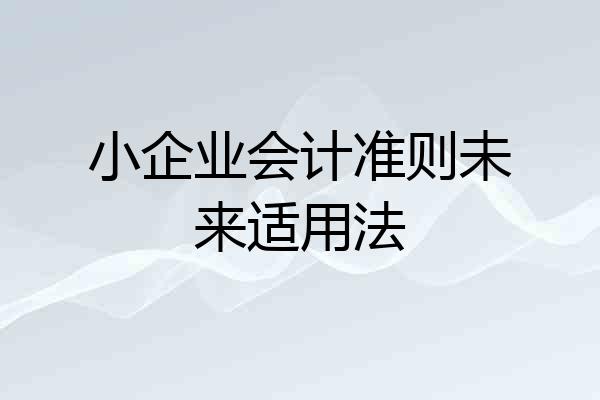 小企业会计准则未来适用法