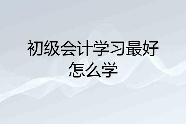 初级会计学习最好怎么学