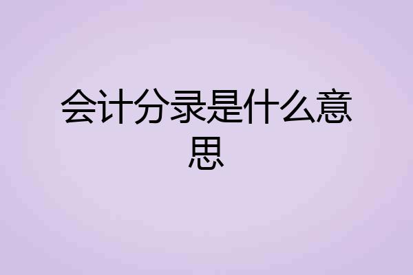 会计分录是什么意思