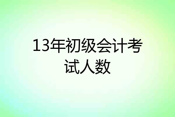 13年初级会计考试人数