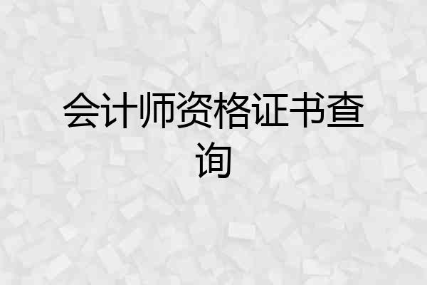 会计师资格证书查询