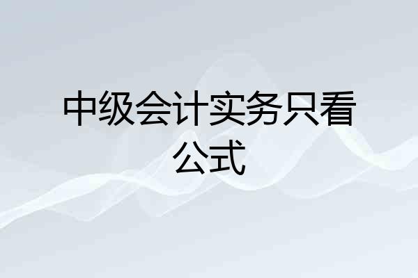 中级会计实务只看公式