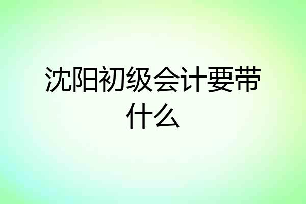 沈阳初级会计要带什么