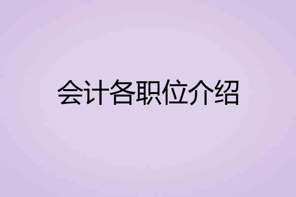 会计各职位介绍