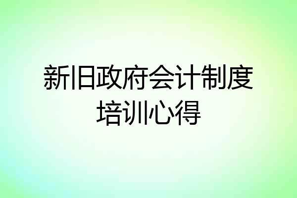 新旧政府会计制度培训心得