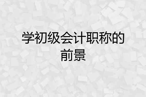 学初级会计职称的前景
