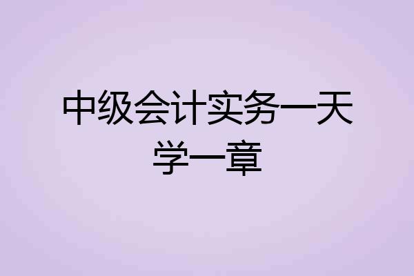 中级会计实务一天学一章