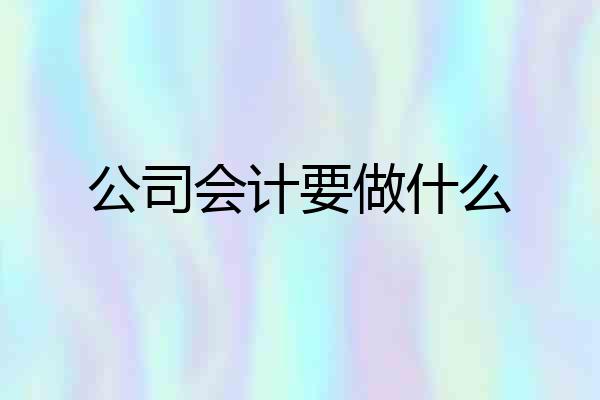公司会计要做什么