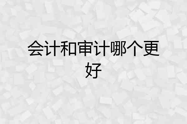 会计和审计哪个更好