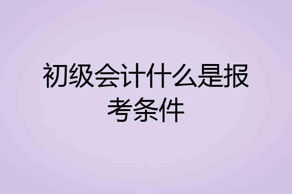 初级会计什么是报考条件