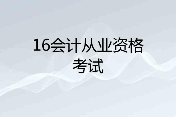16会计从业资格考试