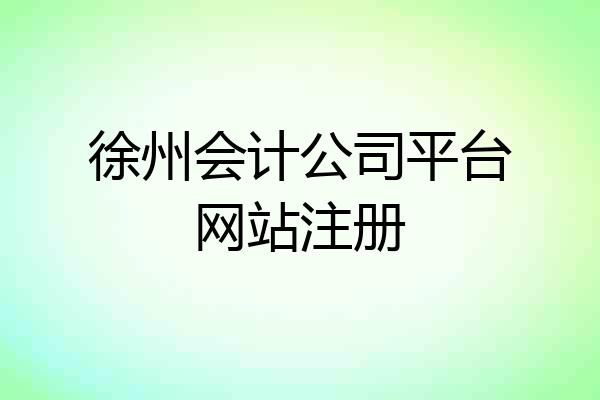 徐州会计公司平台网站注册