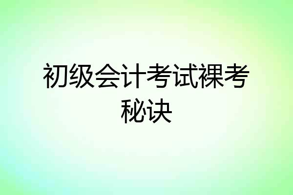 初级会计考试裸考秘诀