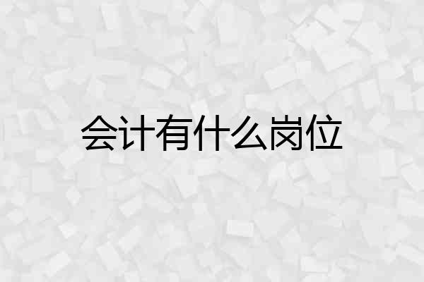 会计有什么岗位