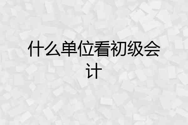 什么单位看初级会计
