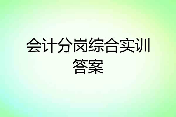 会计分岗综合实训答案