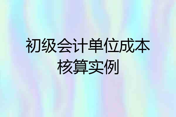 初级会计单位成本核算实例