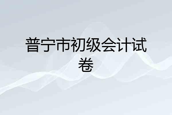 普宁市初级会计试卷