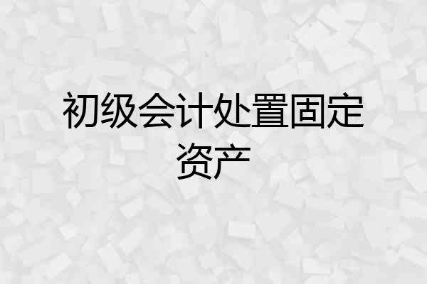 初级会计处置固定资产