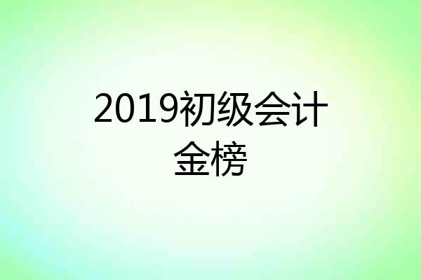 2019初级会计金榜