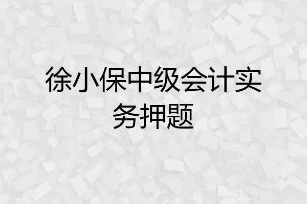 徐小保中级会计实务押题