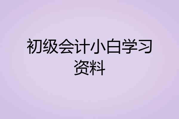初级会计小白学习资料