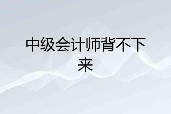 中级会计师背不下来