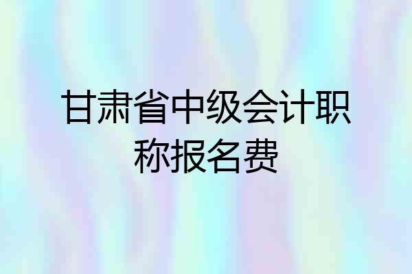 甘肃省中级会计职称报名费