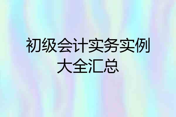 初级会计实务实例大全汇总