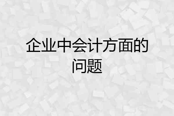 企业中会计方面的问题