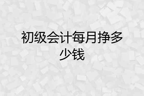 初级会计每月挣多少钱