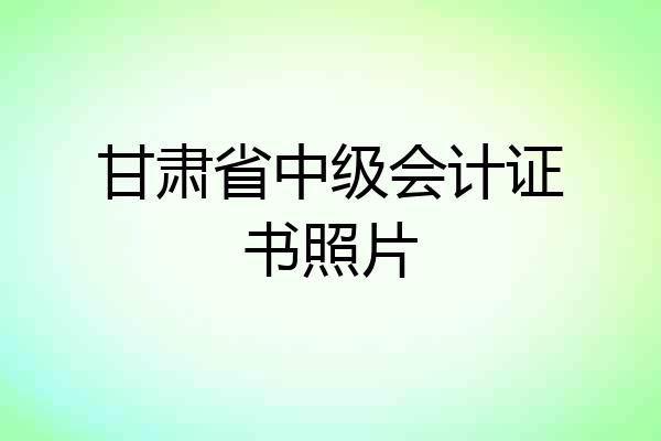 甘肃省中级会计证书照片