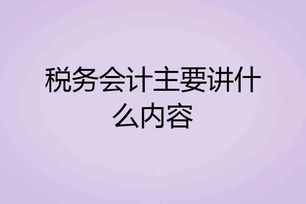 税务会计主要讲什么内容