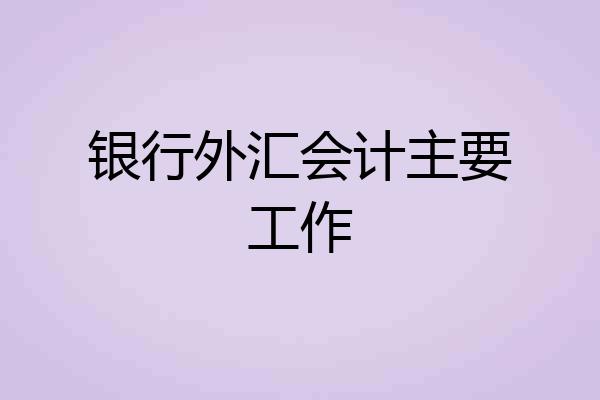 银行外汇会计主要工作