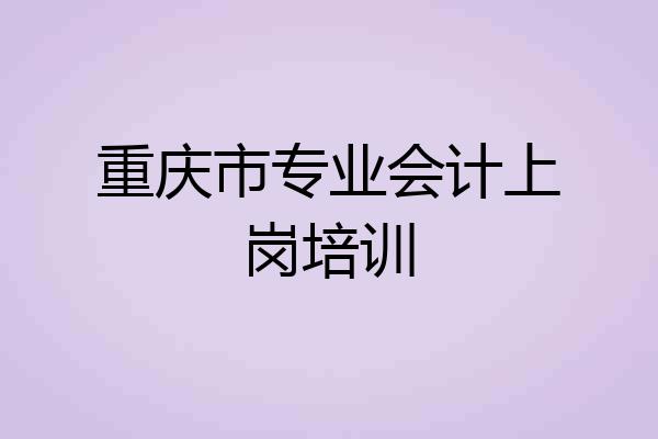 重庆市专业会计上岗培训